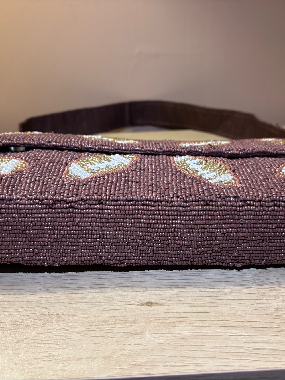NWT New release!! Beaded brown bag with footballs! - Picture 7 of 10
